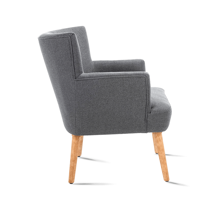 MC-1102 Midcentury Velvet Fabric Accent Arm Chair dengan Kaki Kayu