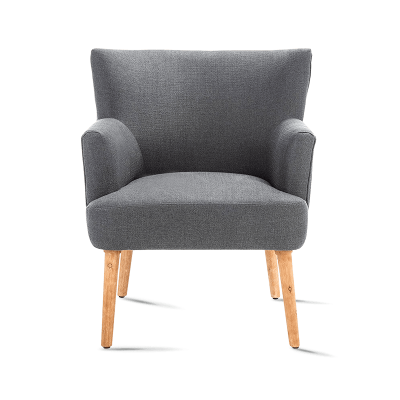 MC-1102 Midcentury Velvet Fabric Accent Arm Chair dengan Kaki Kayu