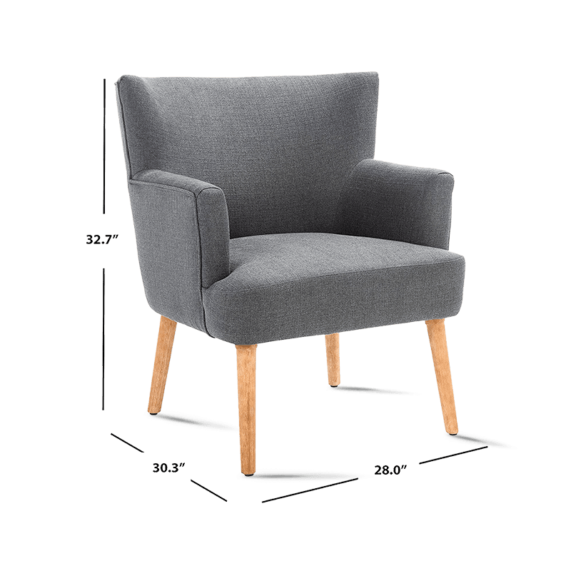 MC-1102 Midcentury Velvet Fabric Accent Arm Chair dengan Kaki Kayu