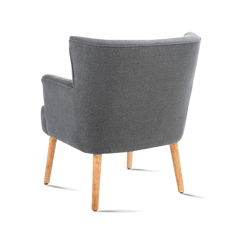 MC-1102 Midcentury Velvet Fabric Accent Arm Chair dengan Kaki Kayu